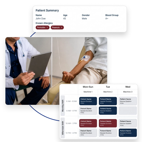 Improve dialysis center operations with BackBone HMS for better patient management.