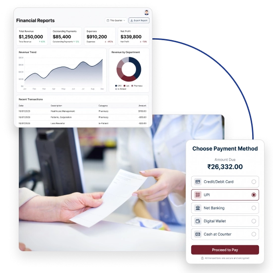 Manage OP and IP billing with BackBone HMS for accurate invoicing and faster hospital payments.