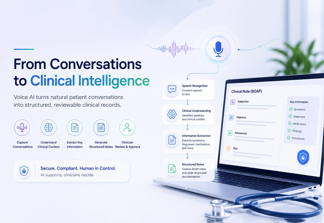Clinical intelligence technology analyzing healthcare conversations to support documentation and informed clinical decisions